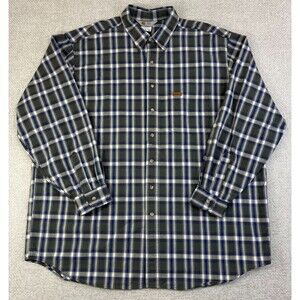 Vintage Carhartt Shirt Mens 2XL Tall Green Plaid Button Down Long Sleeve USA S90